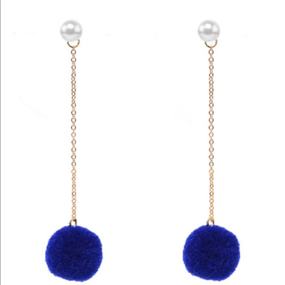 Whimsical Hanging Pom Pom Earrings